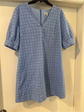 Neiman Marcus Light Blue Eyelet Shift Dress
